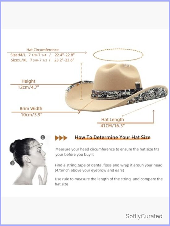 Unisex Wide Brim Cowboy Hat - Cattleman Style with Sweatband, Gift Box